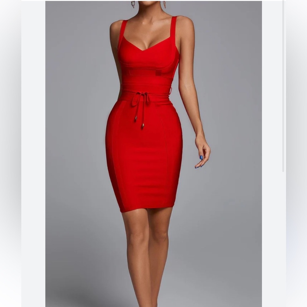 Bella Barnett Red Bandaid Dress nwt